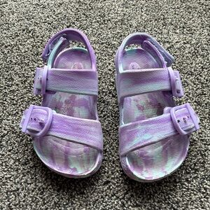 Sol Borne Toddler Girl Purple Tie Dye Double Band Buckle Sandals, Size 6